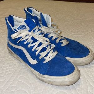 VANS SK8 HI BLUE SUEDE ZIP UP SKATE SHOES - SIZE MENS 7.5 / WOMENS 9.0